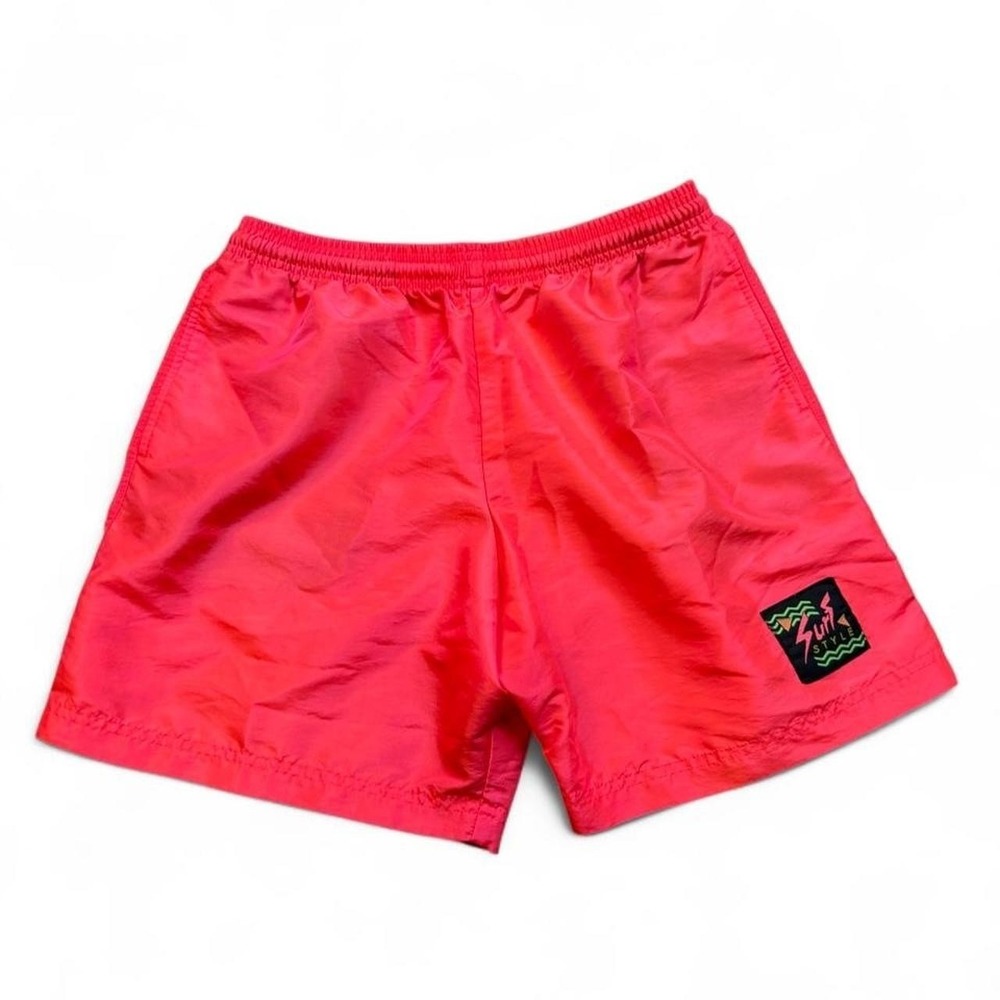 Vintage surf style neon pink beach surf shorts size medium